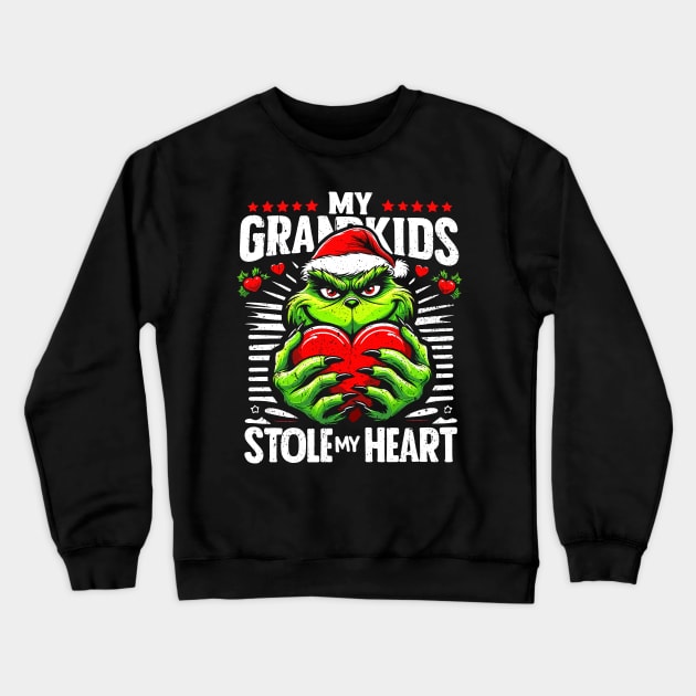 My Grandkids Stole My Heart Funny Christmas Vintage Crewneck Sweatshirt by RetroPrideArts